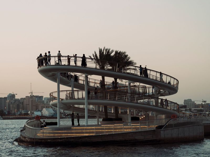 Waterfront walkway overlooking Dubai Creek Harbour