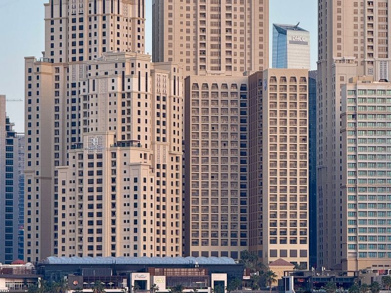 Dubai marina skyline and waterfront