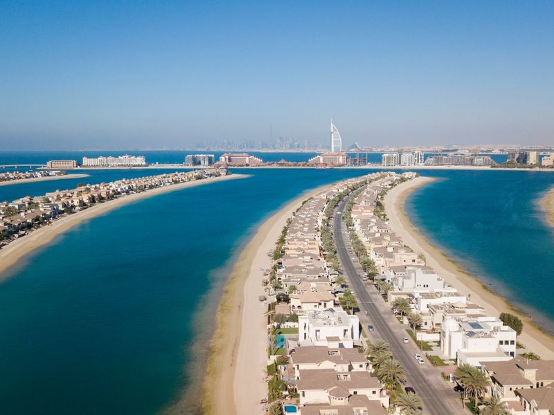 Aerial view of Palm Jumeirah in Dubai