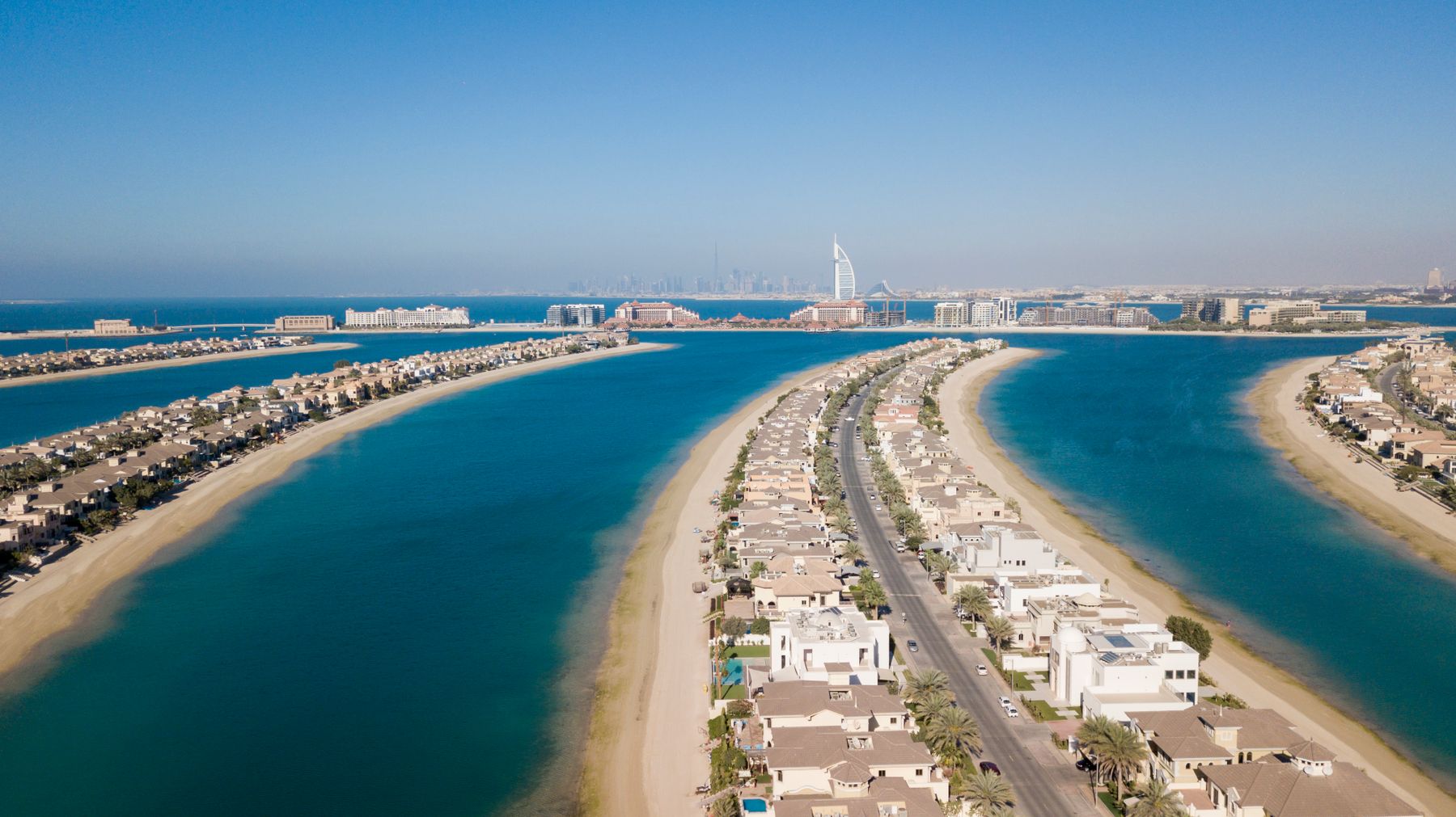 Aerial view of Palm Jumeirah in Dubai
